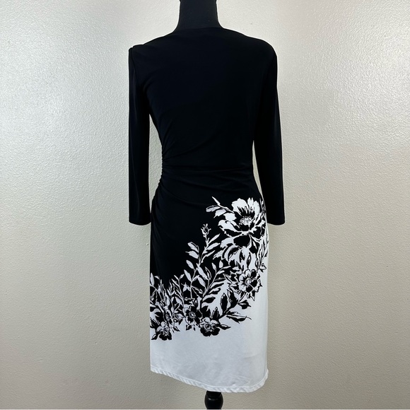 Lauren Ralph Lauren Black and White Side Ruched Dress Women's Size 4P - Picture 7 of 14